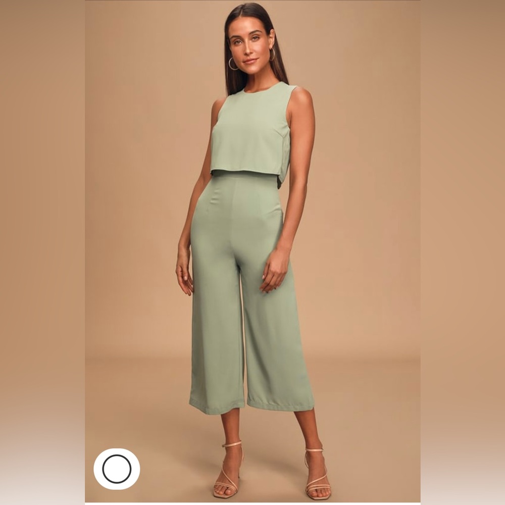 Lulus Sage Green Backless Midi Jumpsuit- Small